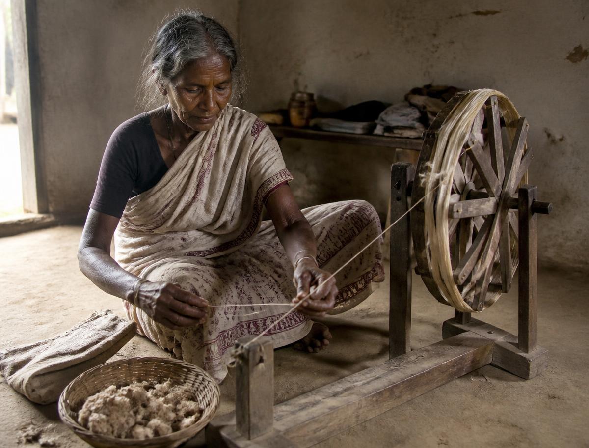 Spinning — step 04 of the Kosa silk journey